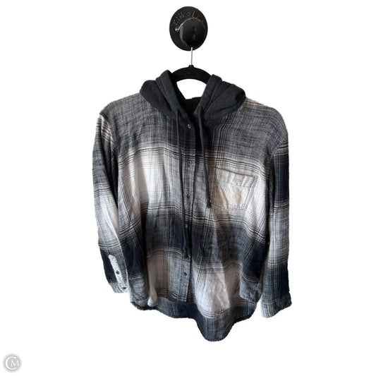 Top Long Sleeve By American Eagle In Grey & White, Size: M