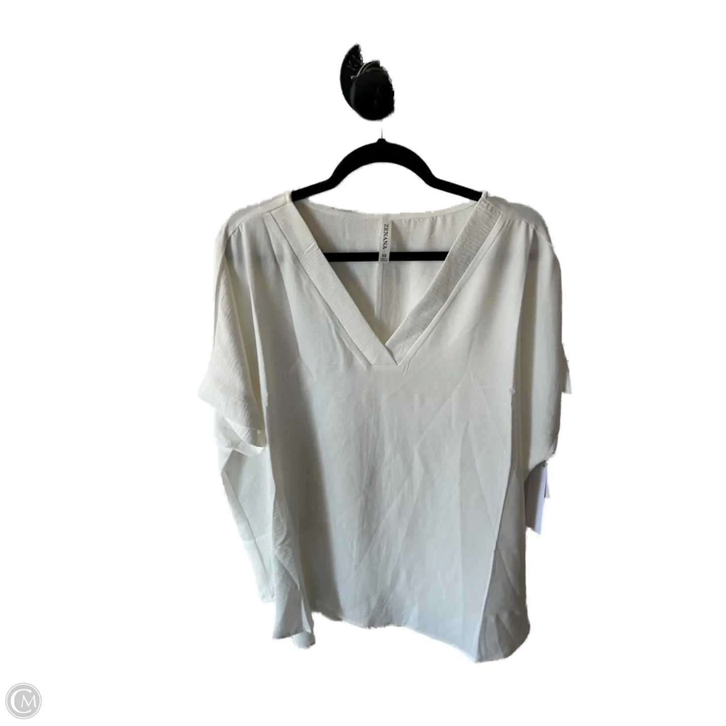 Top Short Sleeve By Zenana In White, Size: 3x
