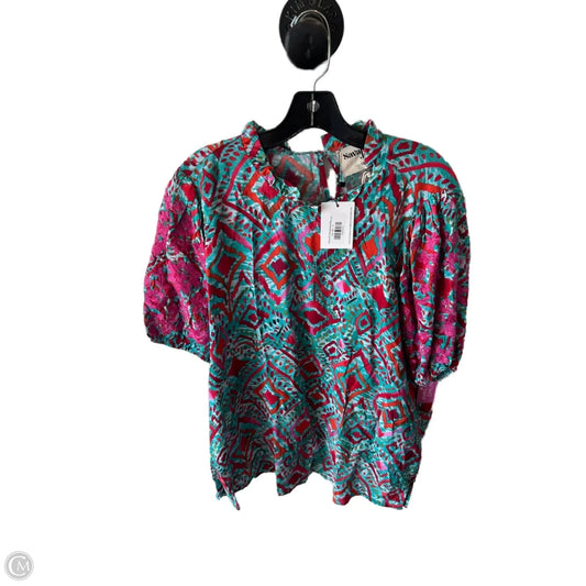 Top Short Sleeve By Savanna Jane In Blue & Pink, Size: 1x