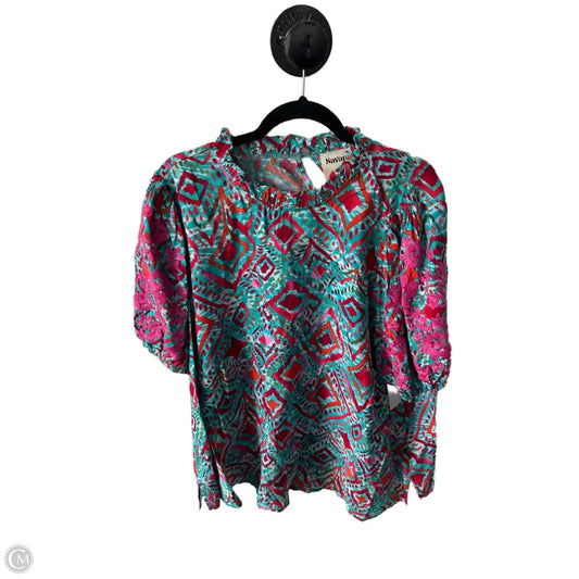 Top Short Sleeve By Savanna Jane In Blue & Pink, Size: 1x
