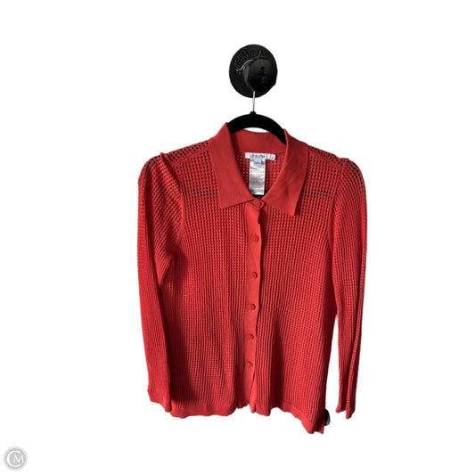 Sweater Cardigan By Chicos In Orange, Size: M