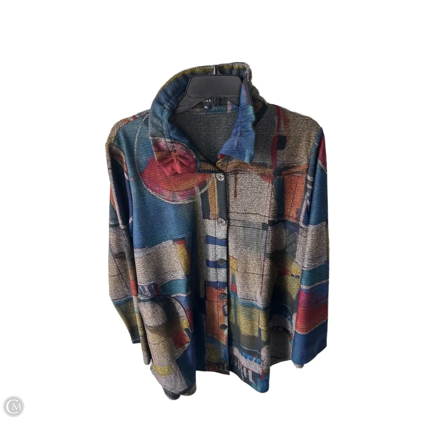 Jacket Shirt By Cme In Blue & Grey, Size: Xl