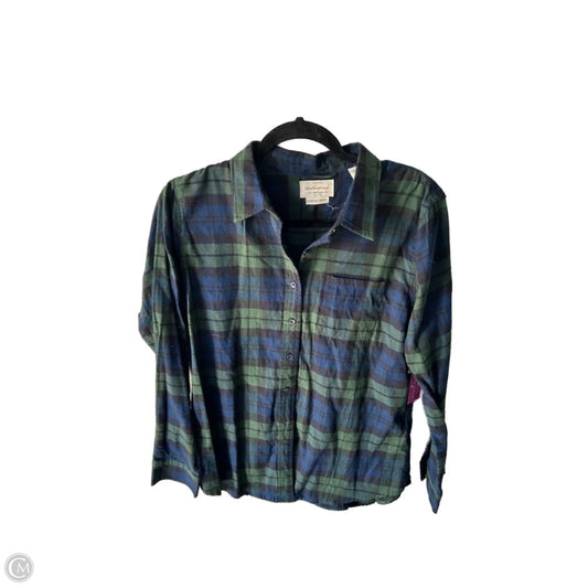 Top Long Sleeve By Weatherproof In Blue & Green, Size: L