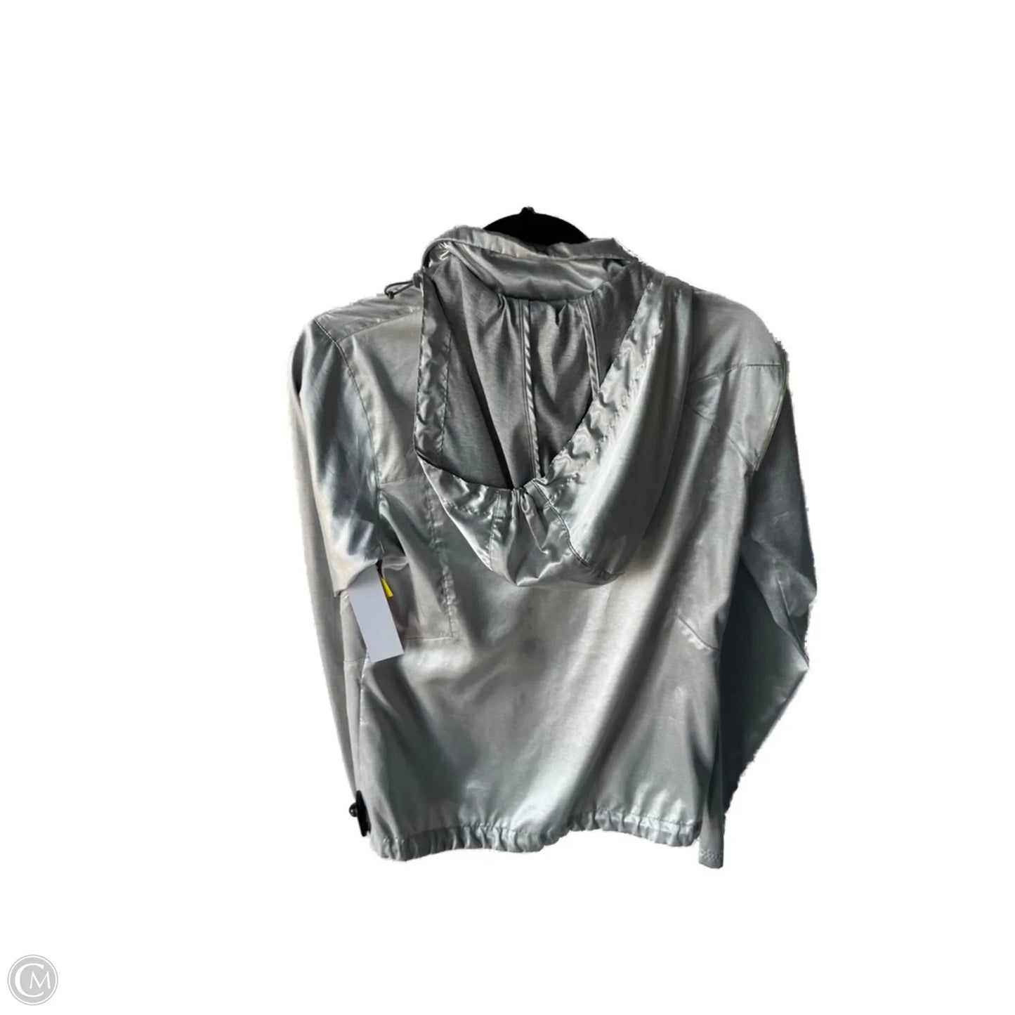 Jacket Windbreaker By Asics In Silver, Size: M