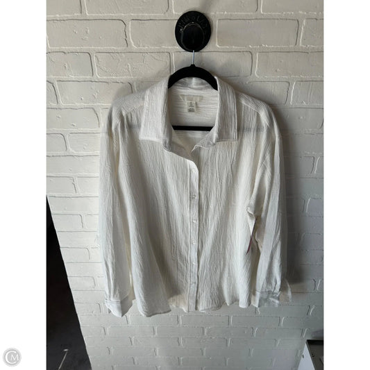 Top Long Sleeve By H&m In White, Size: L