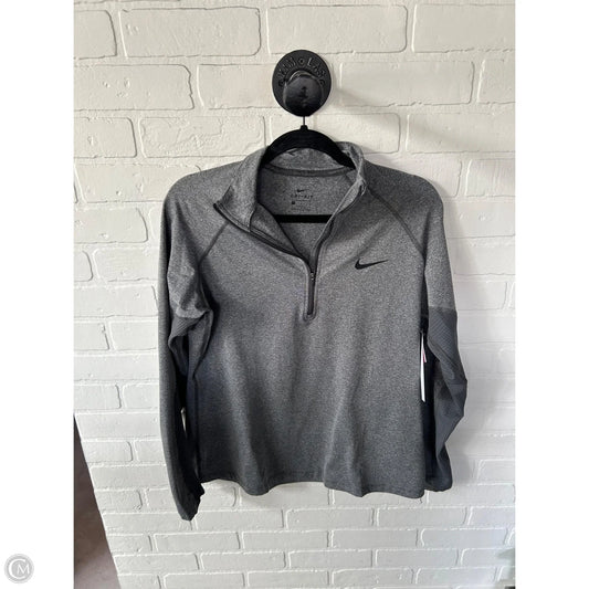 Athletic Top Long Sleeve Collar By Nike In Ivory, Size: L