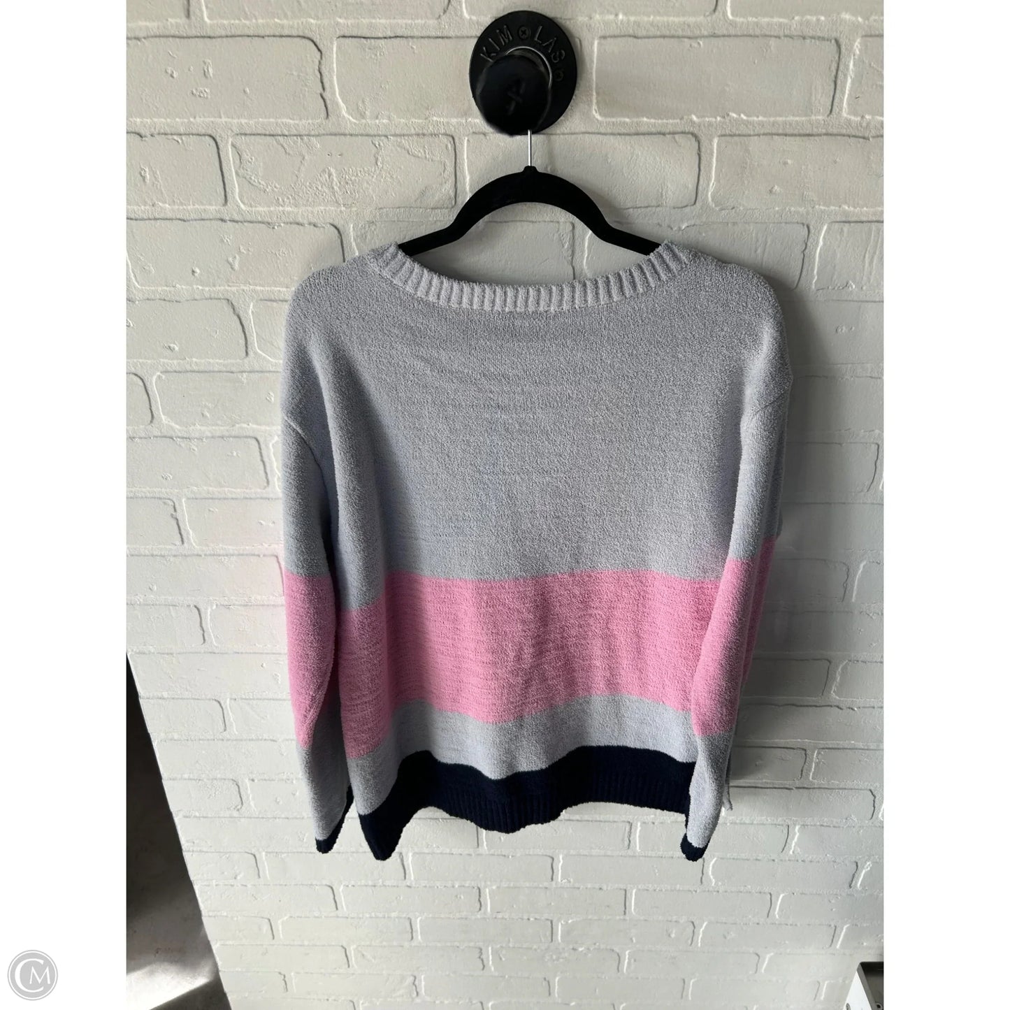 Sweater By Talbots In Grey & Pink, Size: L
