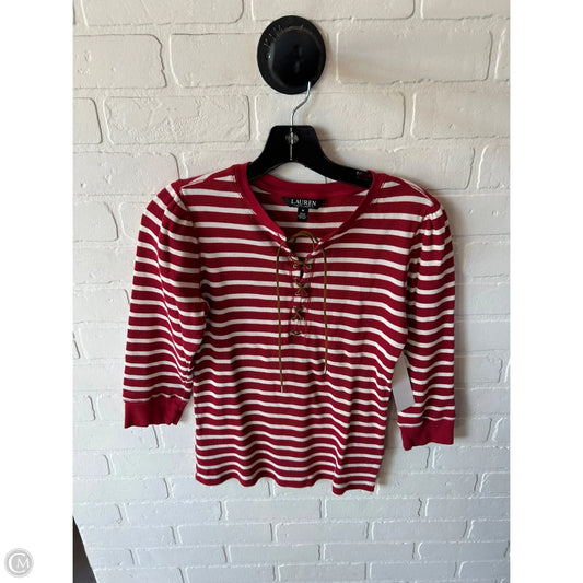 Top 3/4 Sleeve By Lauren By Ralph Lauren In Red & White, Size: M