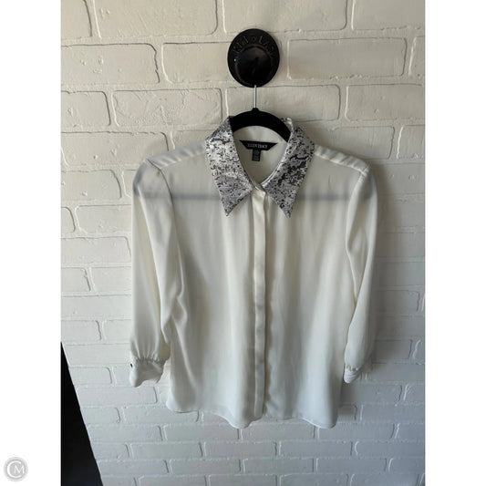 Top Long Sleeve By Ellen Tracy In Cream & Silver, Size: Xs