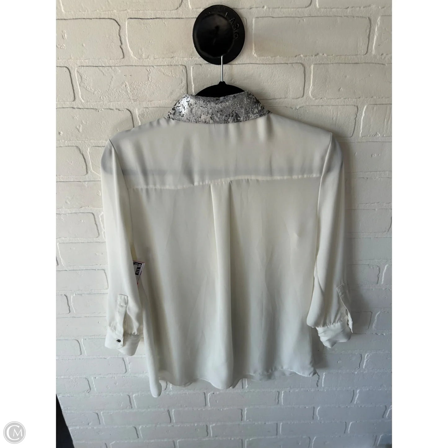 Top Long Sleeve By Ellen Tracy In Cream & Silver, Size: Xs