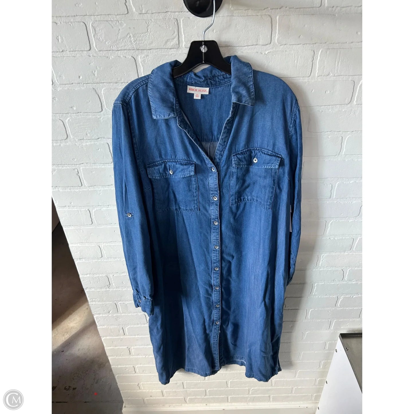 Dress Casual Midi By Knox Rose In Blue Denim, Size: Xxl