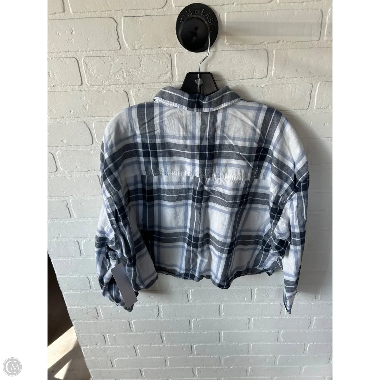 Top Long Sleeve By Abercrombie And Fitch In Blue & White, Size: M