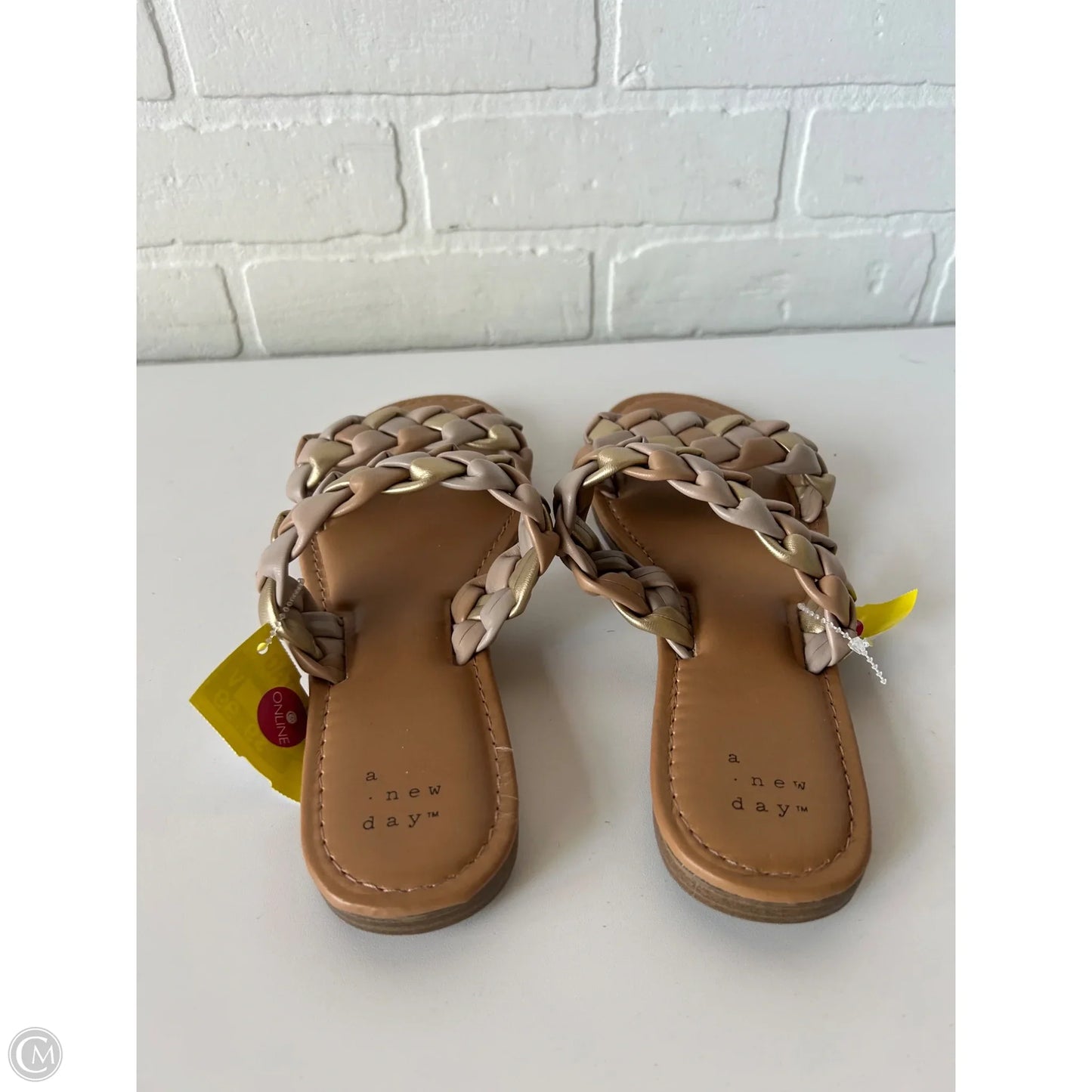 Sandals Flats By A New Day In Brown & Gold, Size: 7