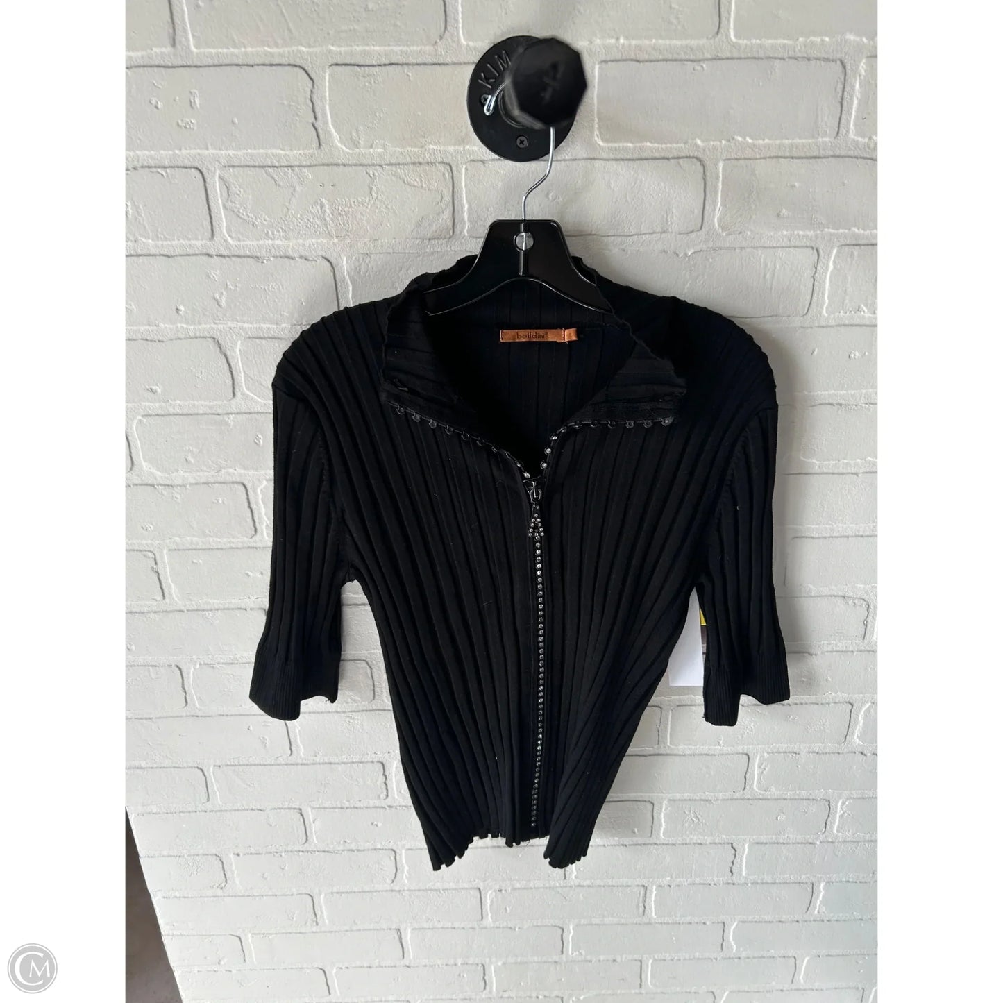 Sweater Cardigan By Belldini In Black & Silver, Size: L