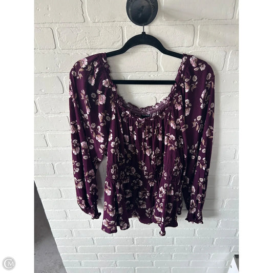 Top Long Sleeve By Torrid In Purple & Tan, Size: 2x