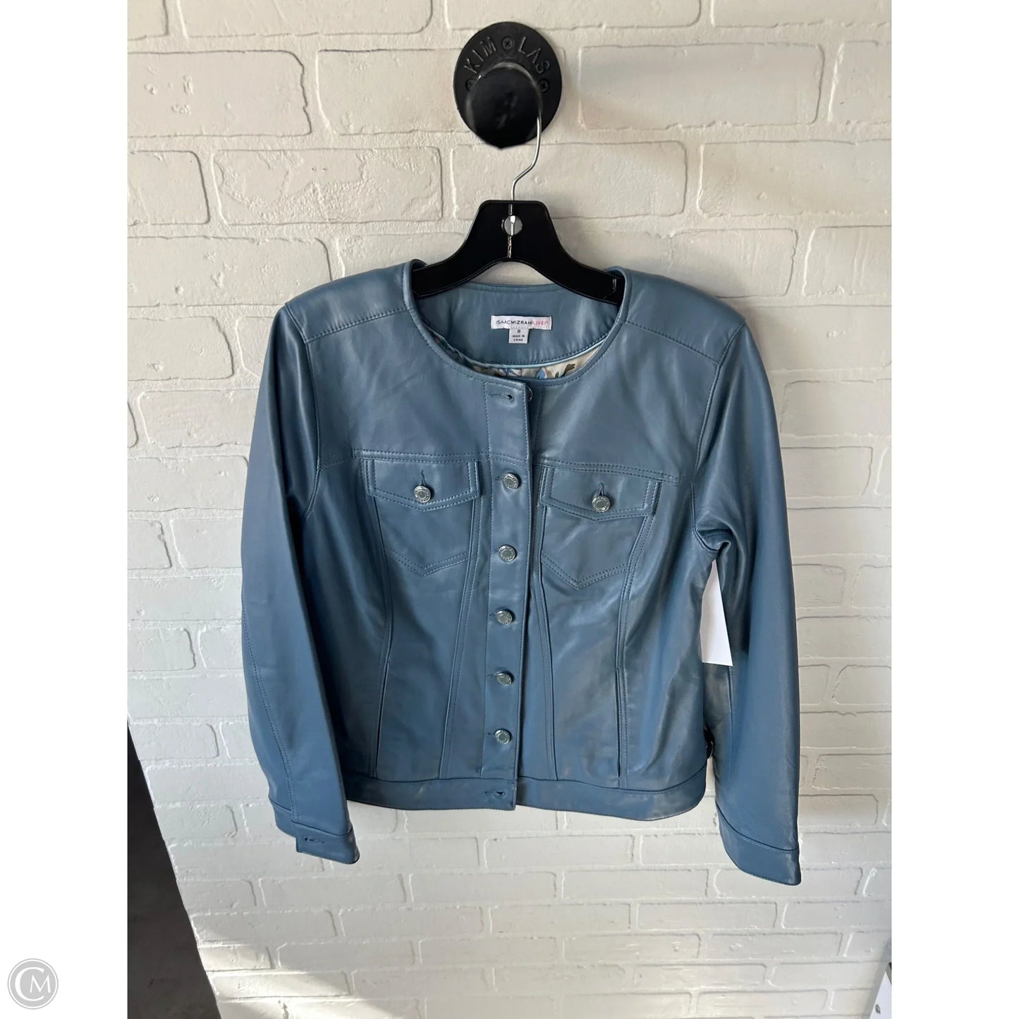 Jacket Leather By Isaac Mizrahi Live Qvc In Blue, Size: M