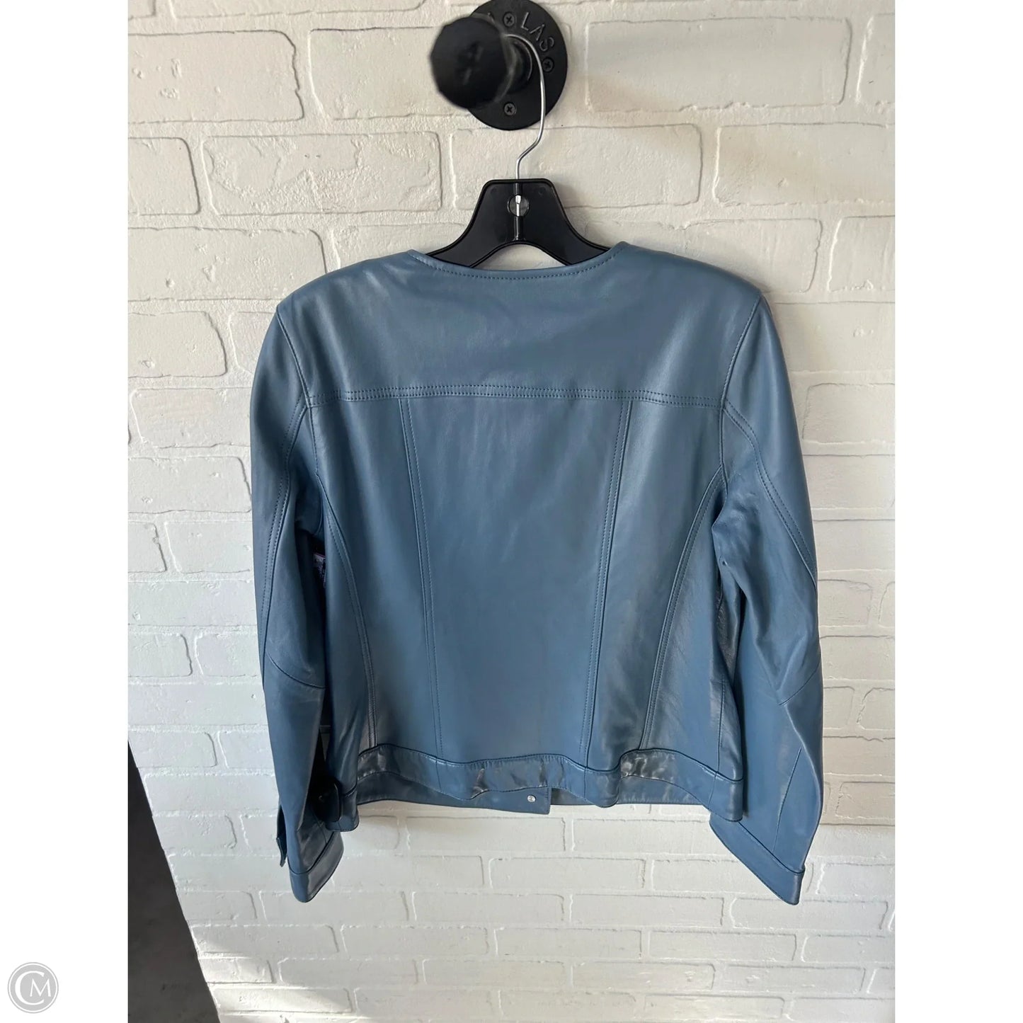Jacket Leather By Isaac Mizrahi Live Qvc In Blue, Size: M