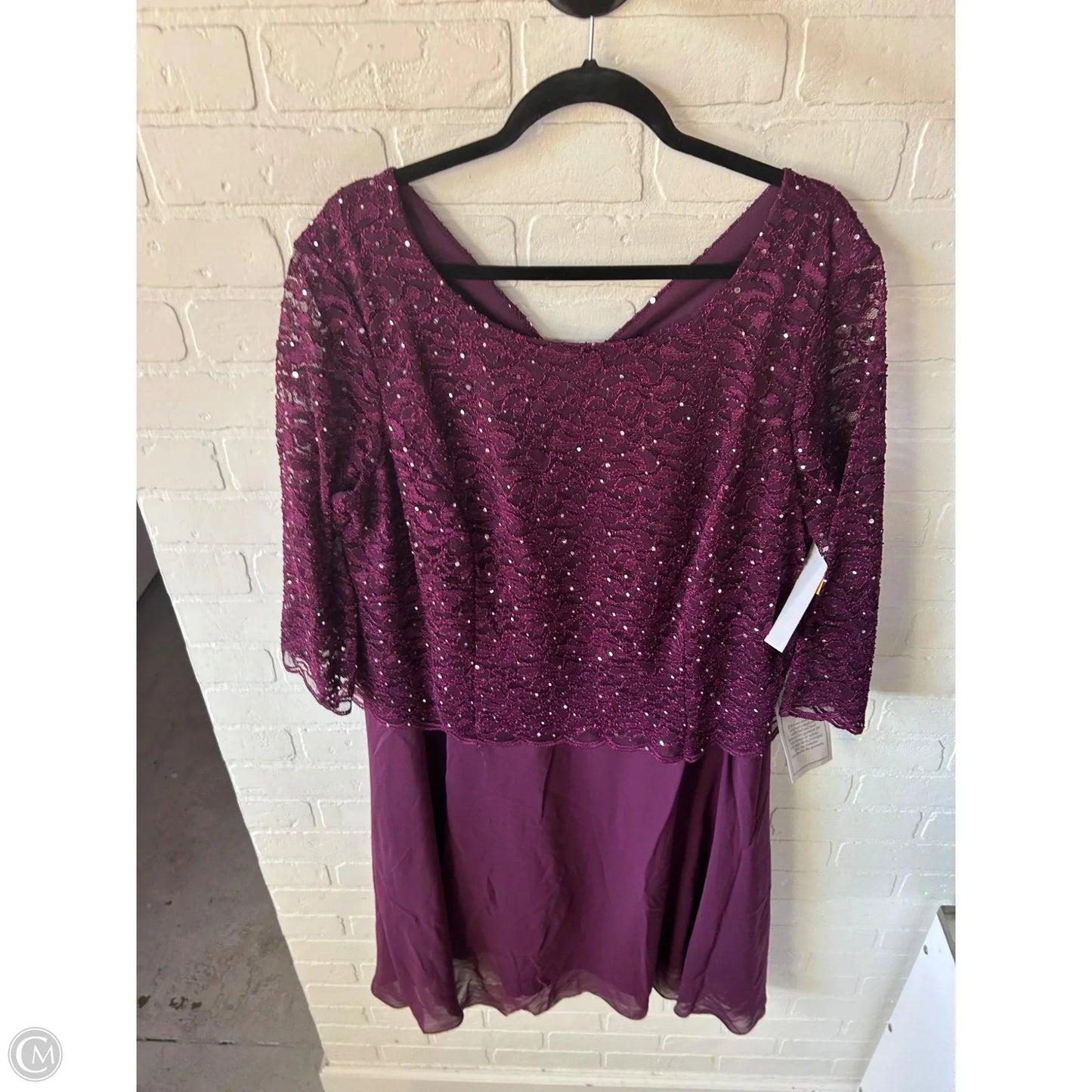 Dress Party Midi By Roamans In Purple & Silver, Size: 3x