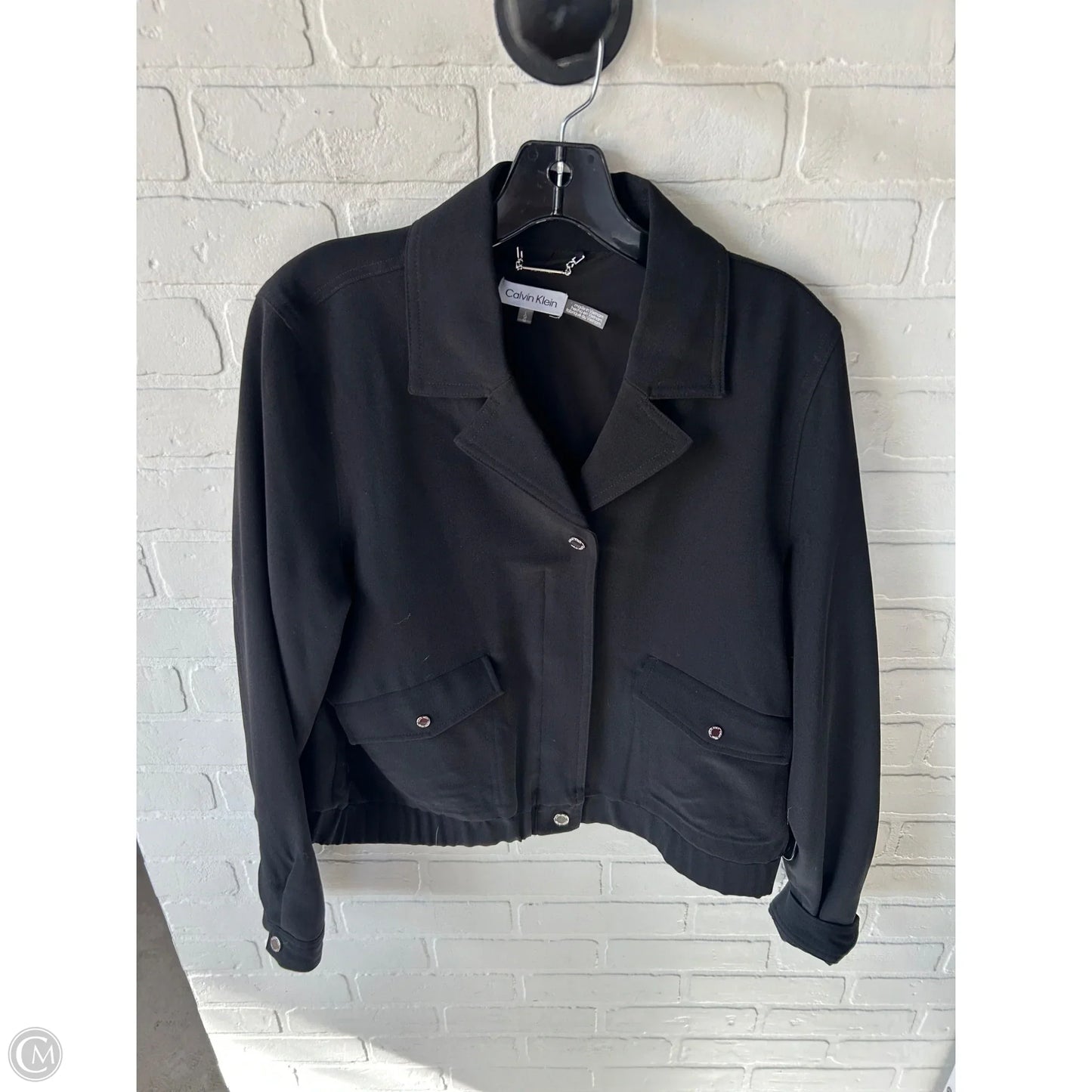 Jacket Other By Calvin Klein In Black & Silver, Size: L