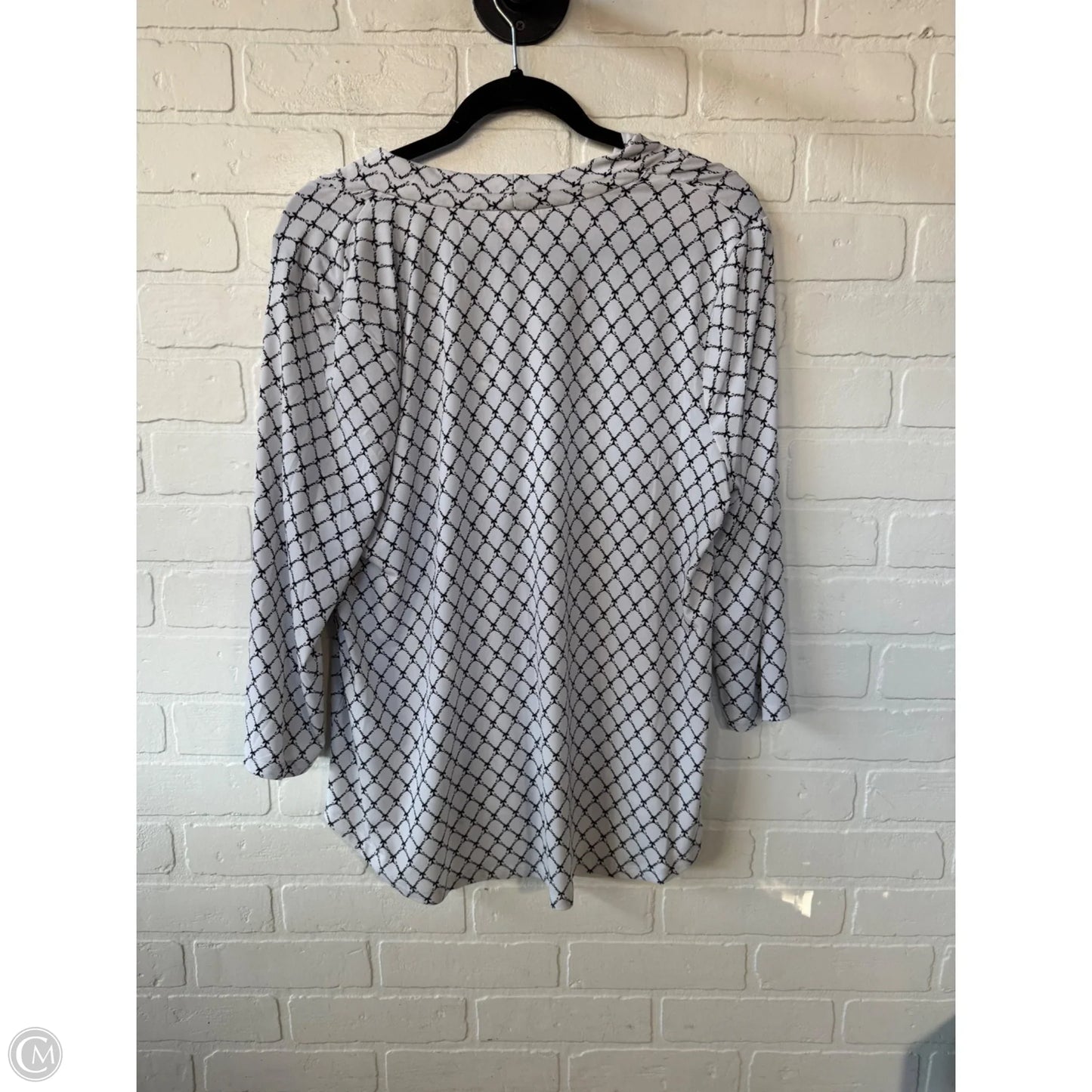 Top 3/4 Sleeve By Charter Club In Black & White, Size: Xlp