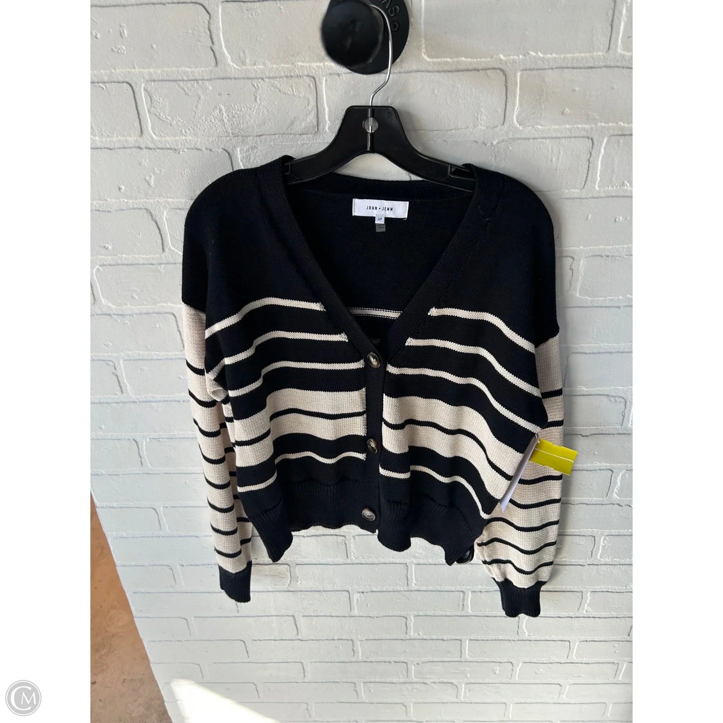 Sweater Cardigan By John + Jenn In Blue & Cream, Size: S