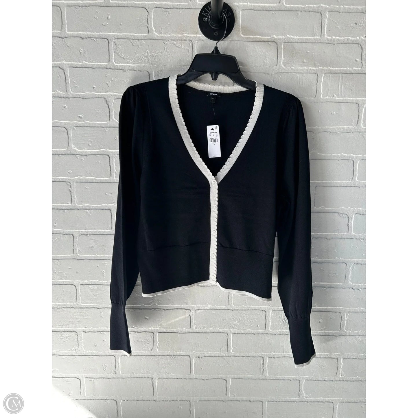 Sweater Cardigan By Express In Black & White, Size: M