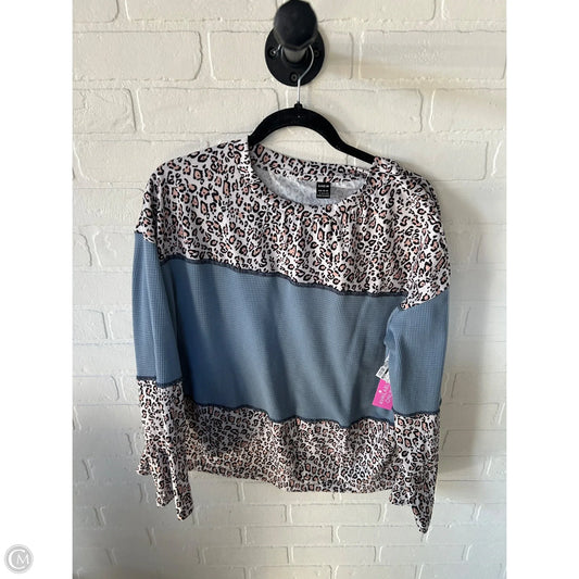 Top Long Sleeve By Shein In Blue & White, Size: L