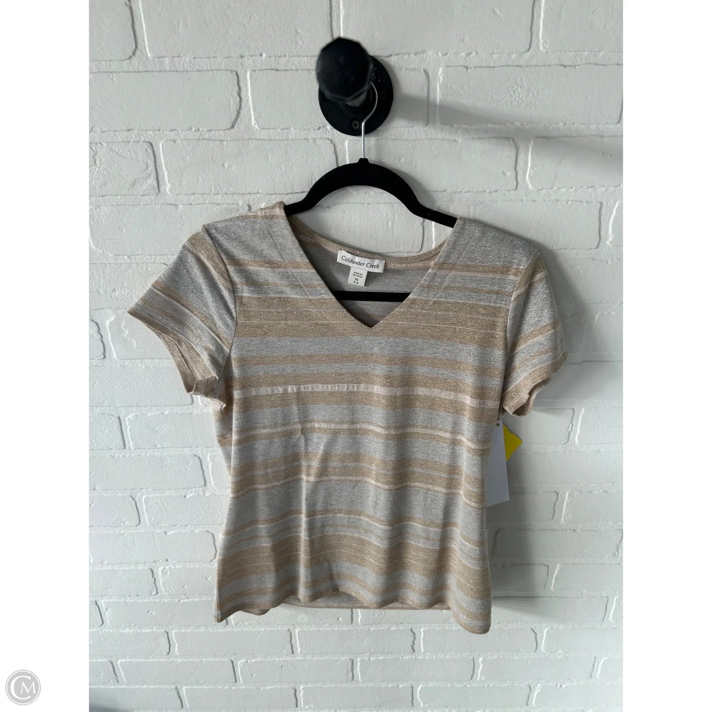 Top Short Sleeve By Coldwater Creek In Gold & Silver, Size: Xs