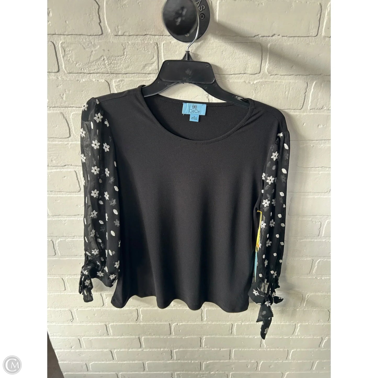 Top 3/4 Sleeve By Cece In Black & White, Size: S