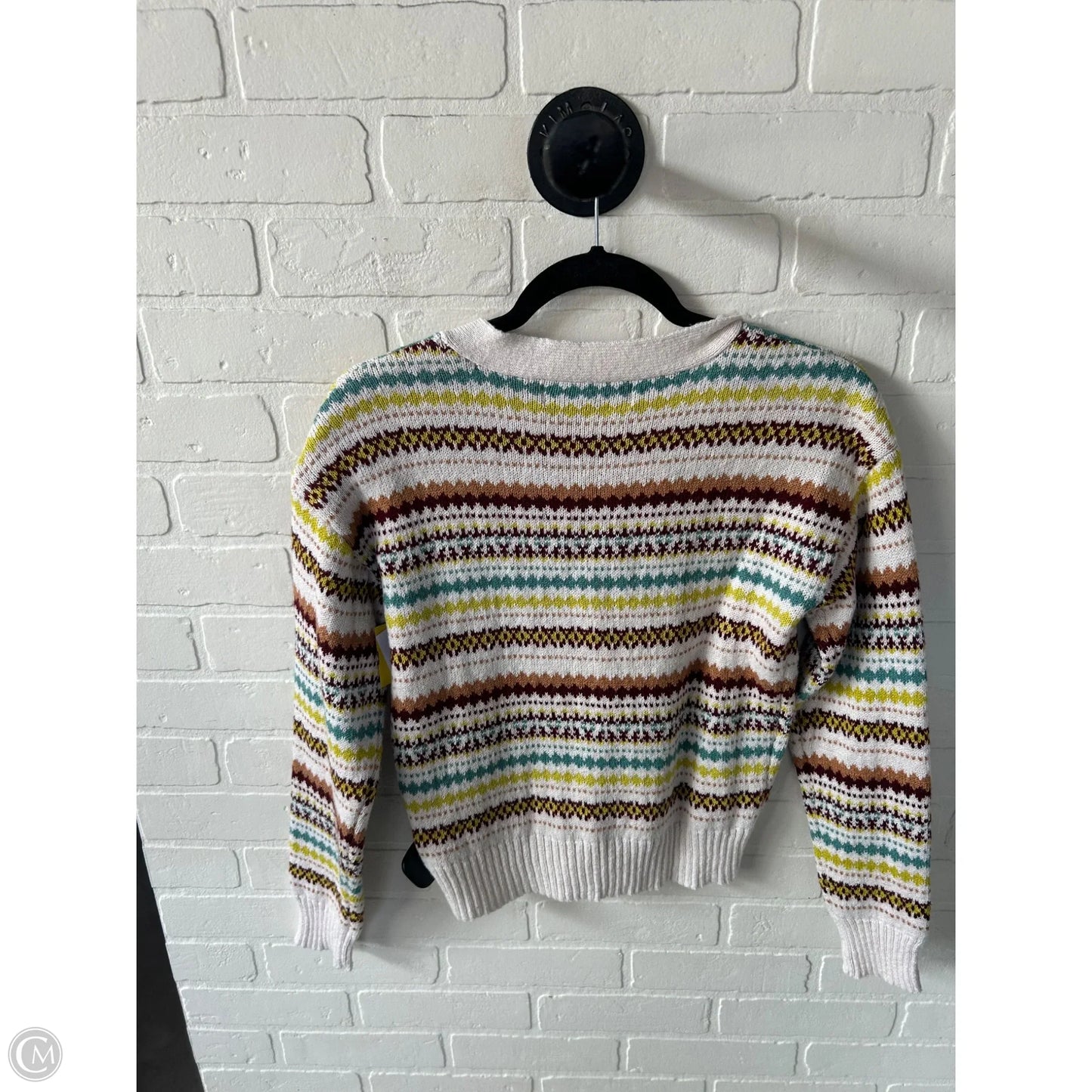 Sweater Cardigan By Clothes Mentor In Brown & White, Size: M