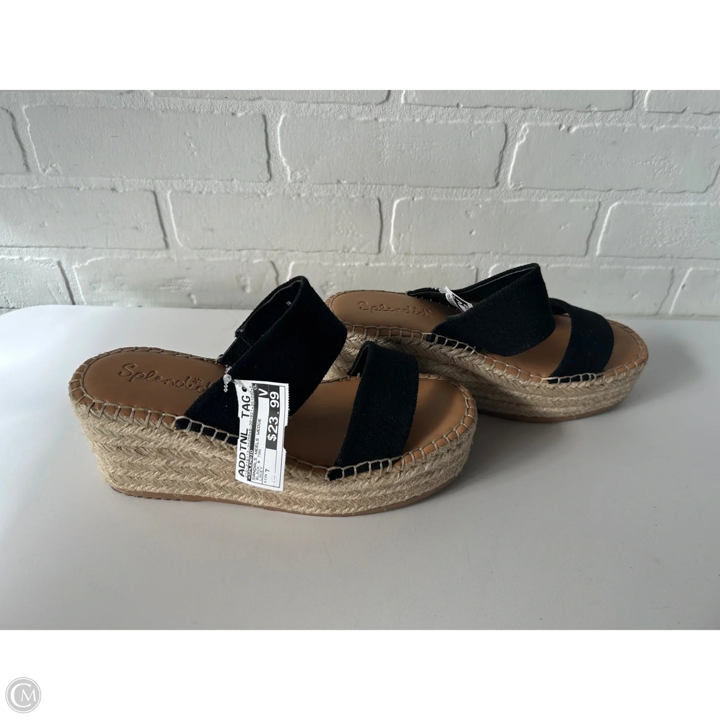 Sandals Heels Wedge By Splendid In Black & Tan, Size: 7