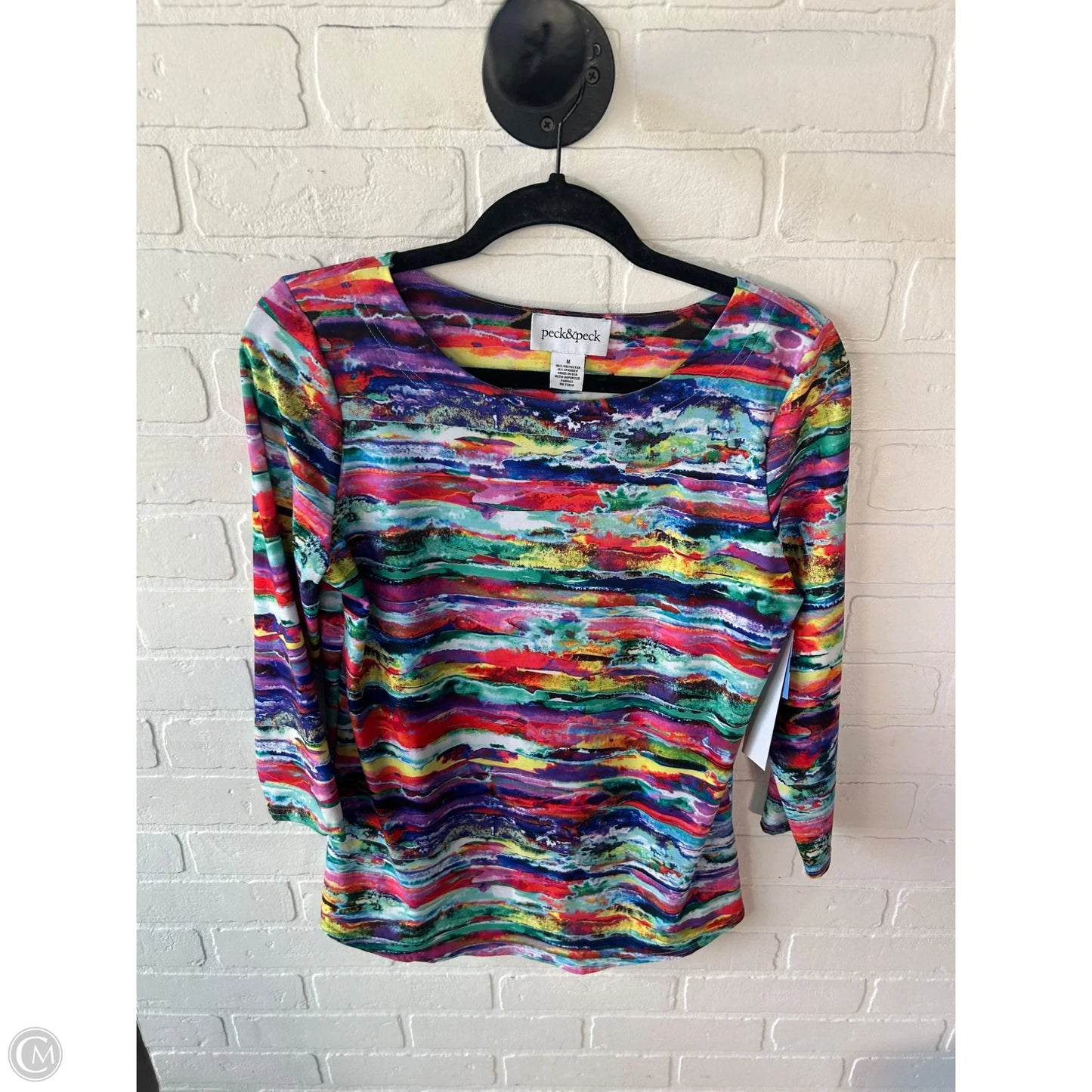 Top 3/4 Sleeve By Peck And Peck In Multi-colored, Size: M