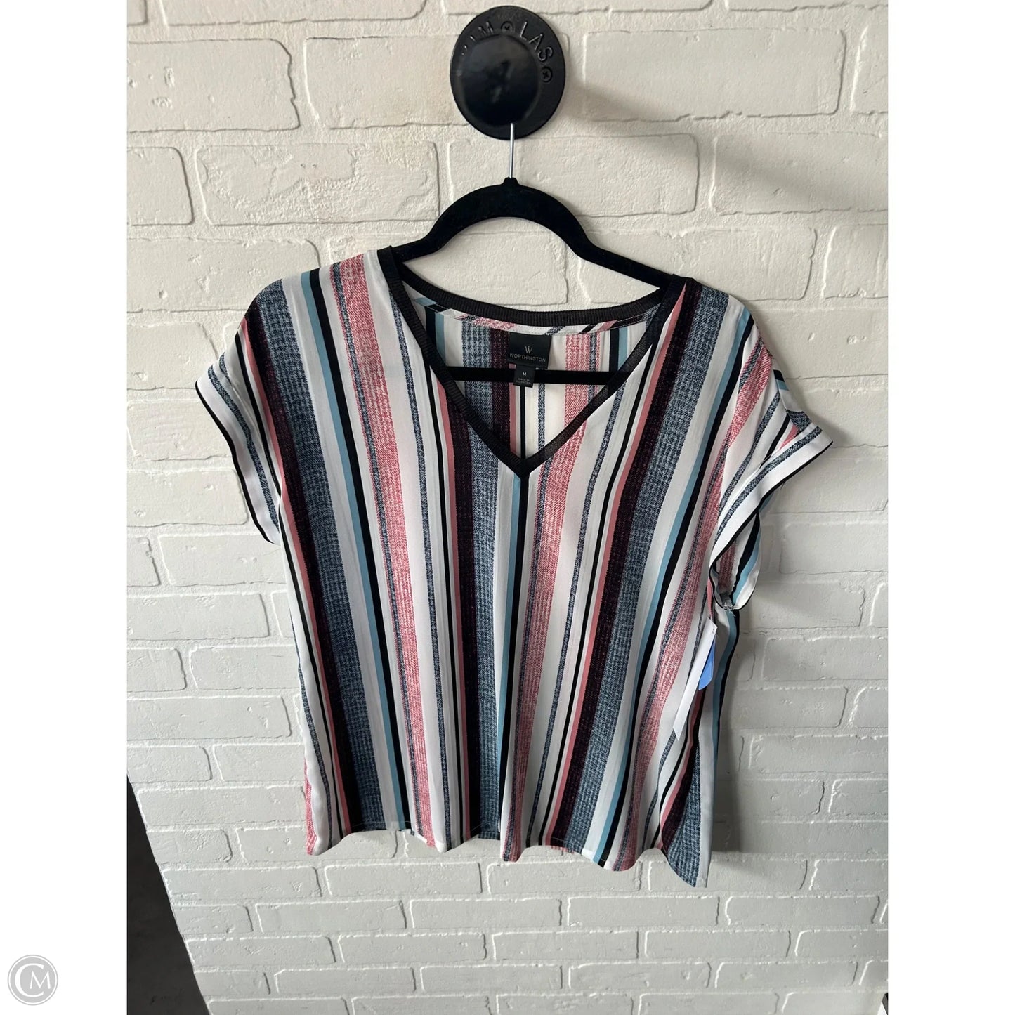 Top Short Sleeve By Worthington In Black & White, Size: M