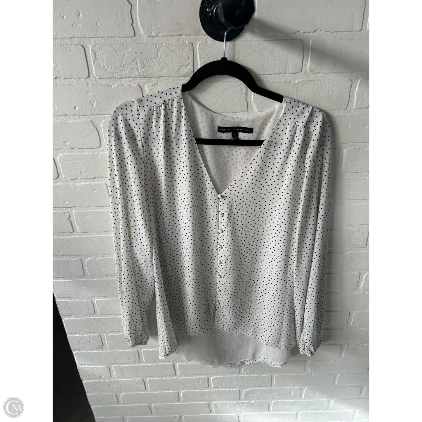 Blouse Long Sleeve By White House Black Market In Black & White, Size: M