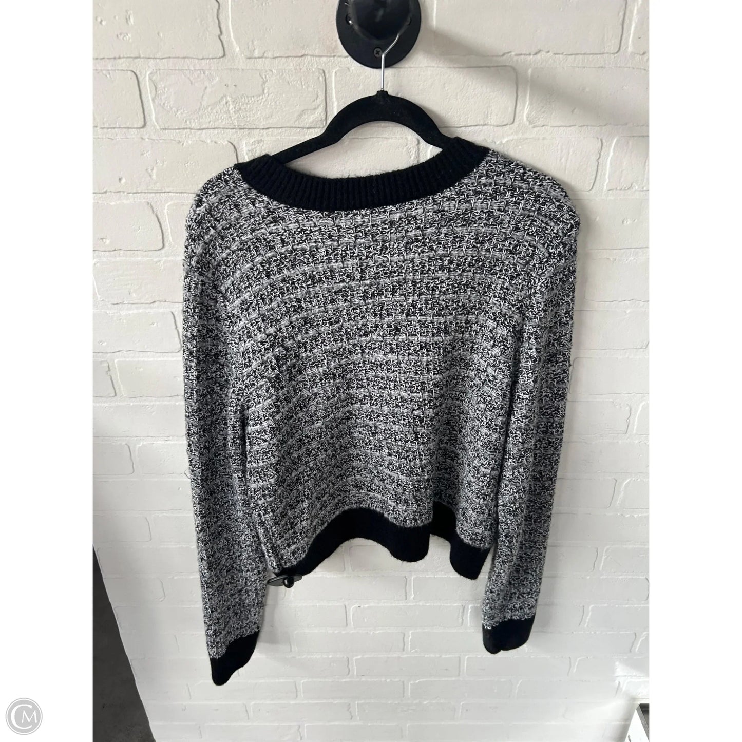 Sweater Cardigan By Laundry In Black & White, Size: Xl