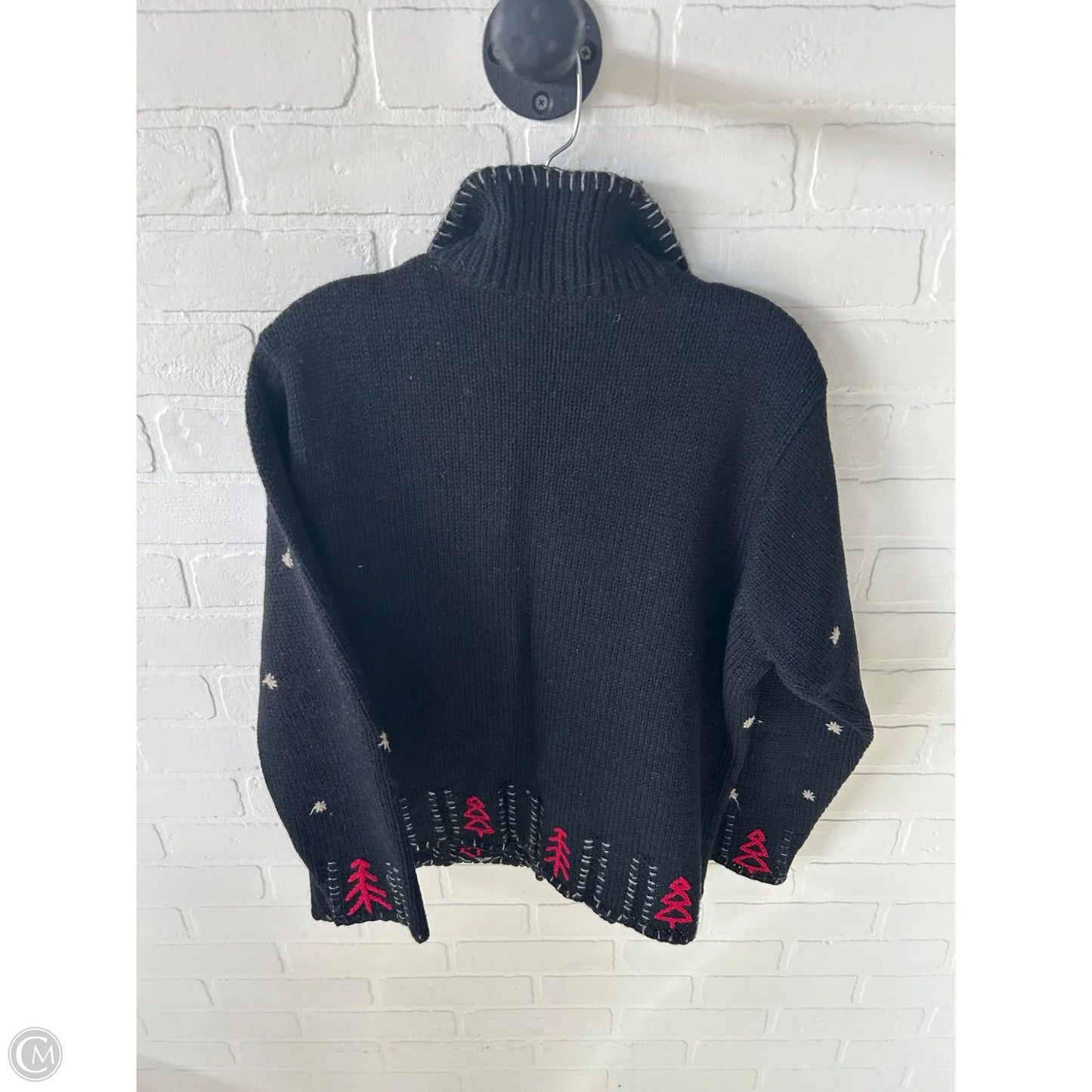 Sweater Cardigan By Talbots In Black & Red, Size: M