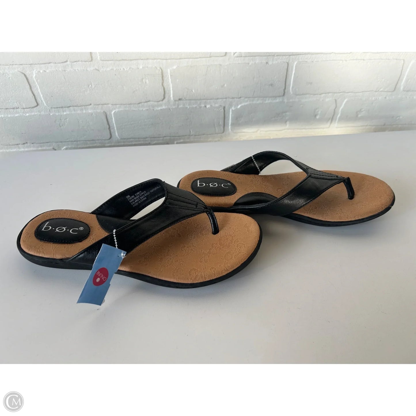 Sandals Flip Flops By Boc In Black & Tan, Size: 9