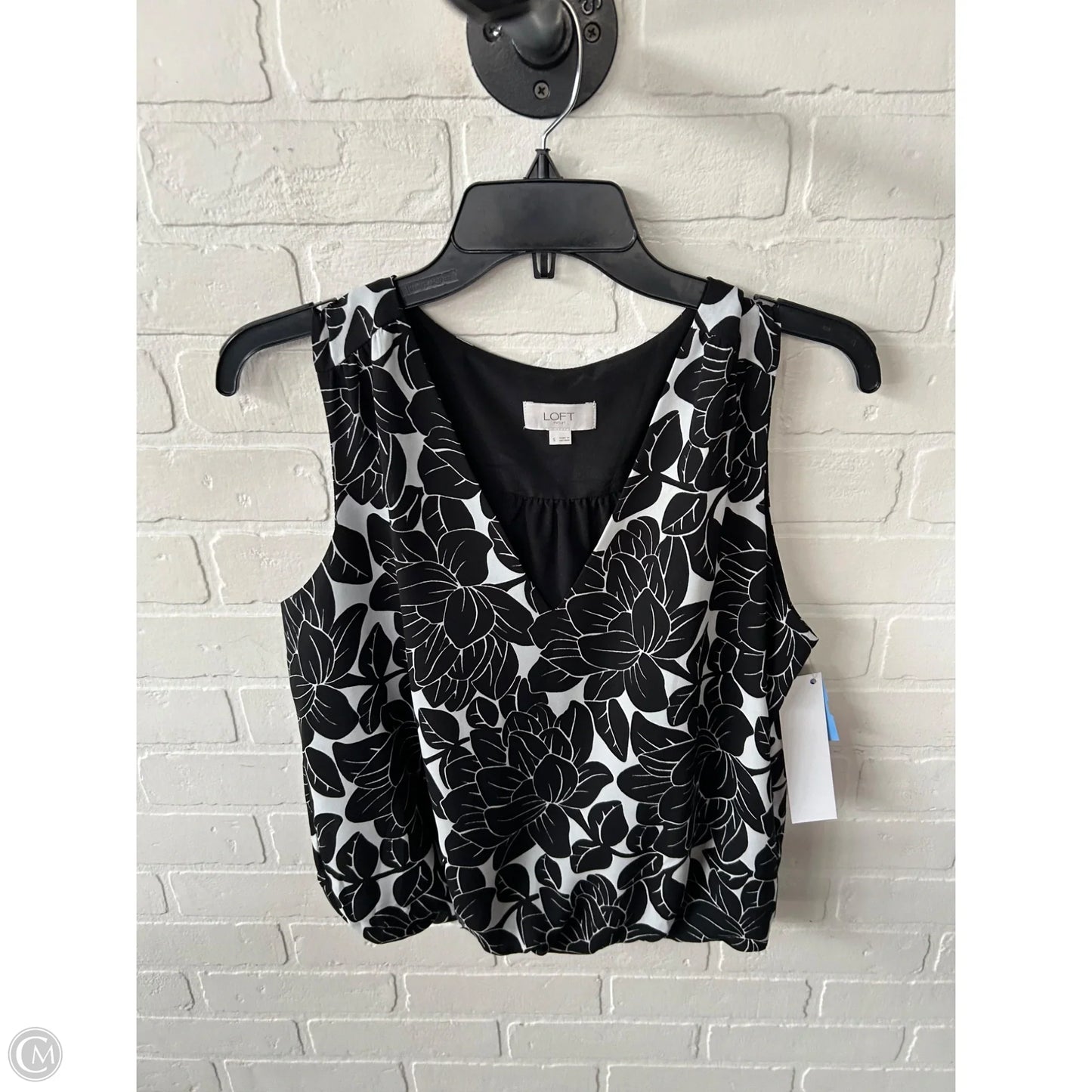 Blouse Sleeveless By Loft In Black & White, Size: S