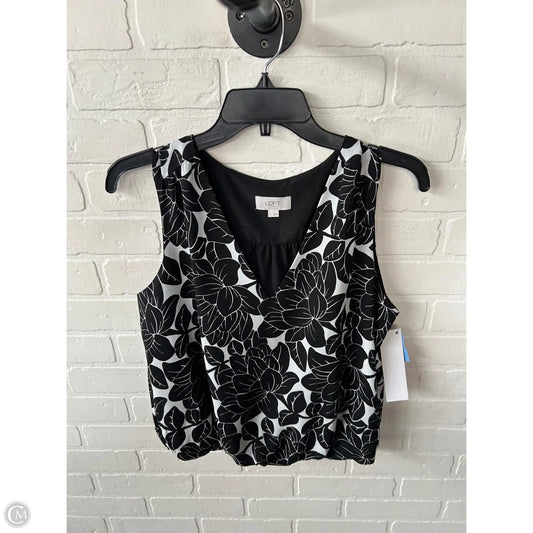 Blouse Sleeveless By Loft In Black & White, Size: S