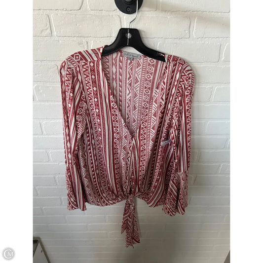 Top Long Sleeve By Wishlist In Red & White, Size: S