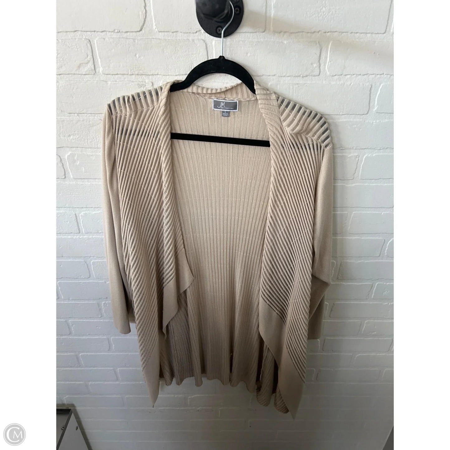 Sweater Cardigan By Jm Collections In Tan, Size: L