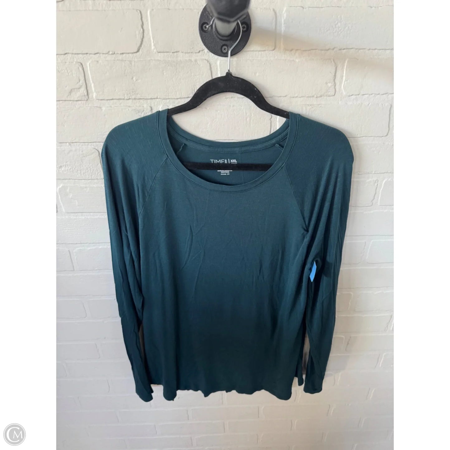Top Long Sleeve Basic By Time And Tru In Green, Size: Xxl
