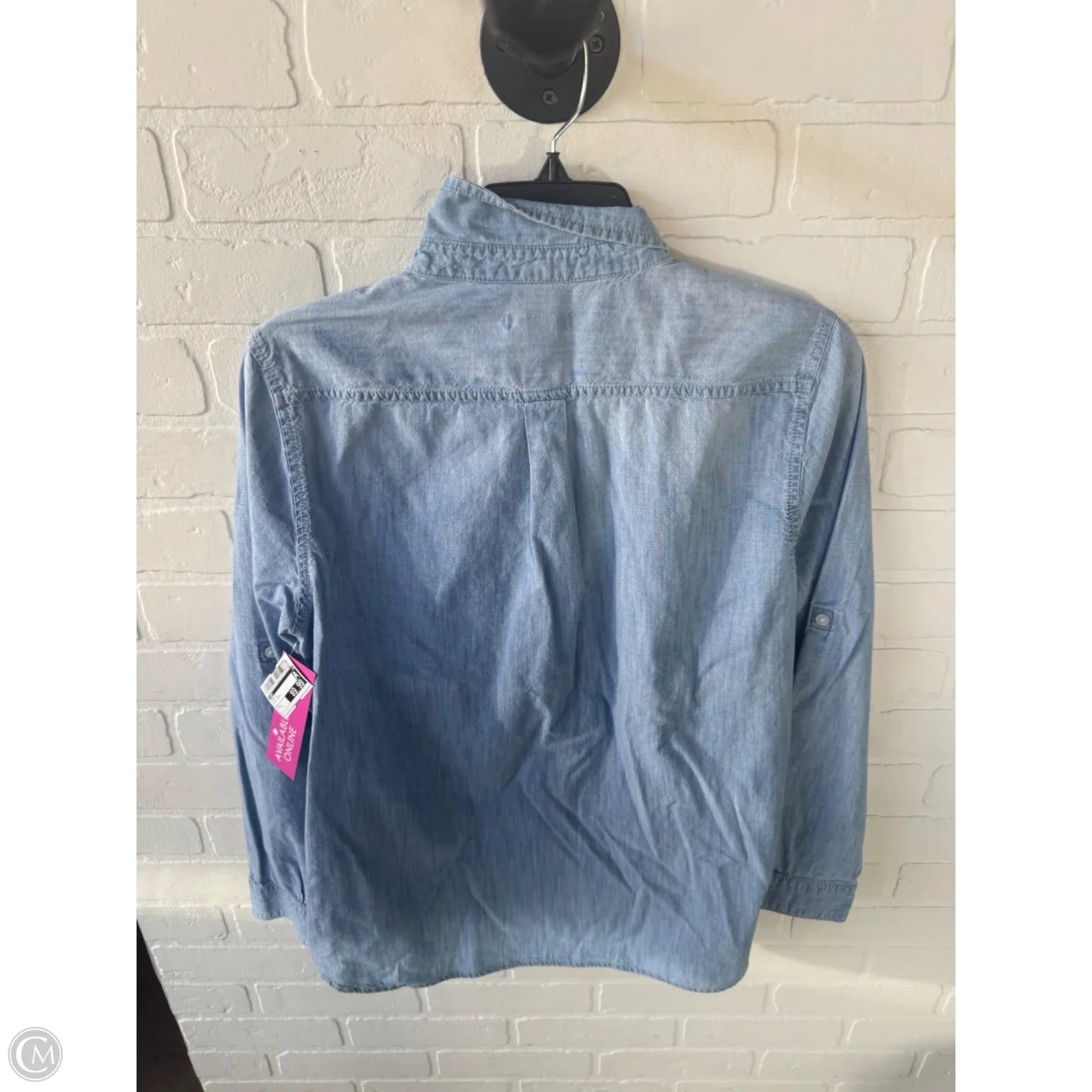 Top Long Sleeve By Gap In Blue Denim, Size: L