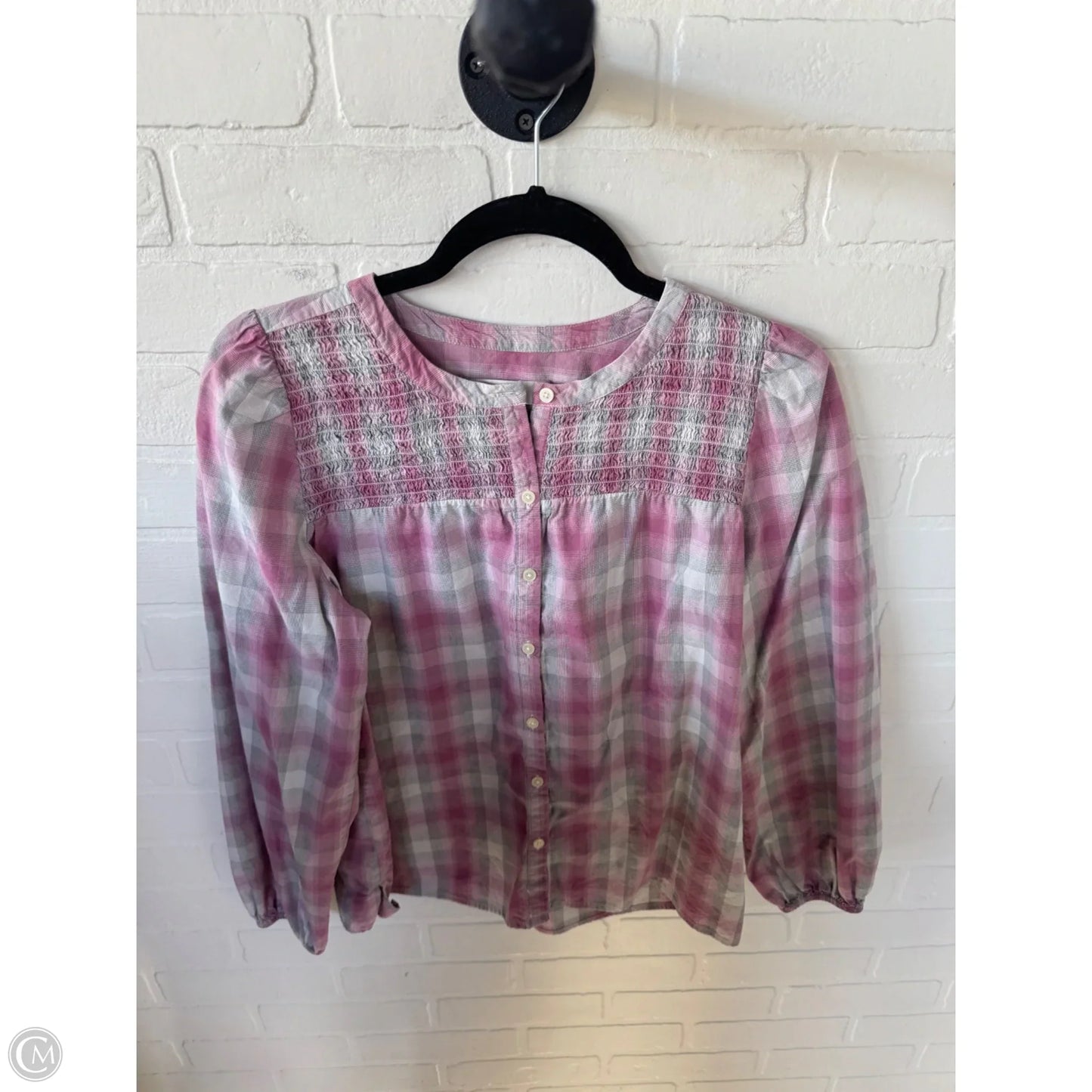 Top Long Sleeve By Loft In Grey & Pink, Size: S