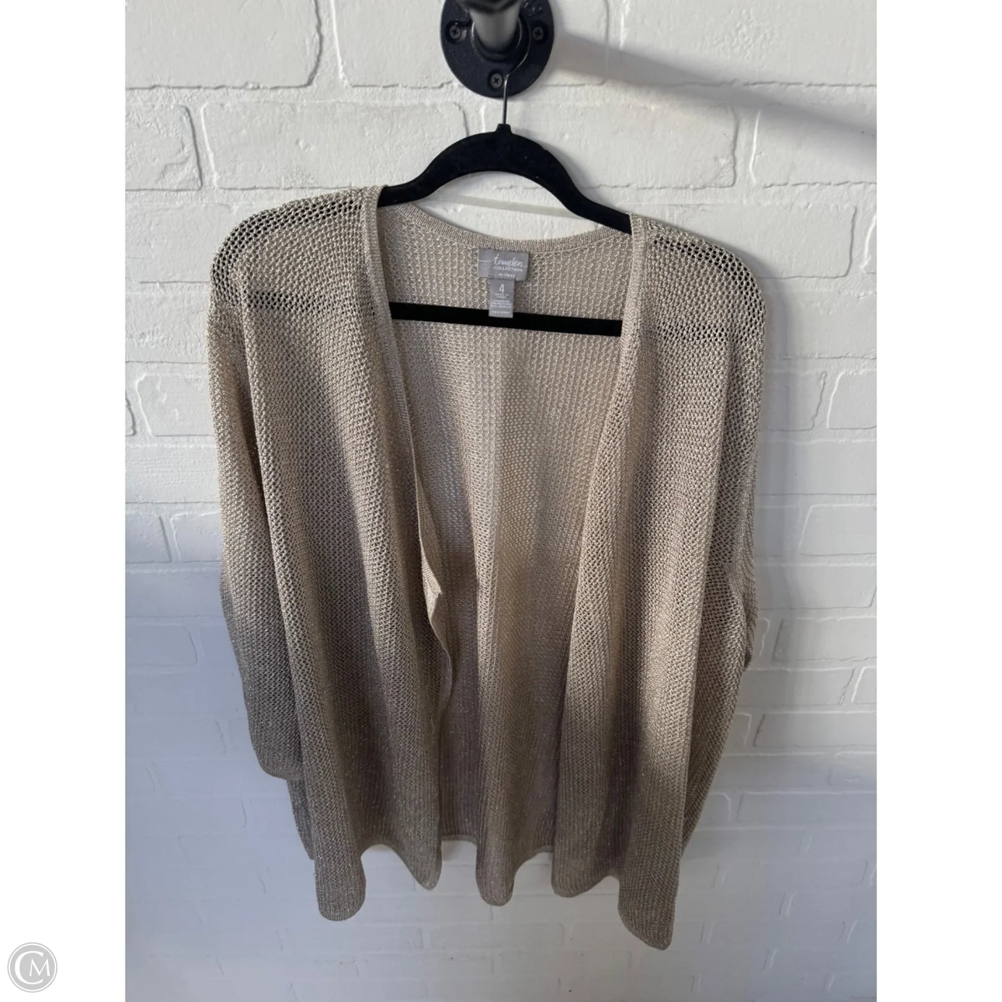 Sweater Cardigan By Chicos In Gold, Size: Xxl