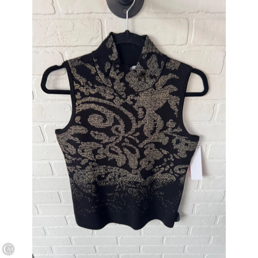 Vest Sweater By Chicos In Black & Gold, Size: S