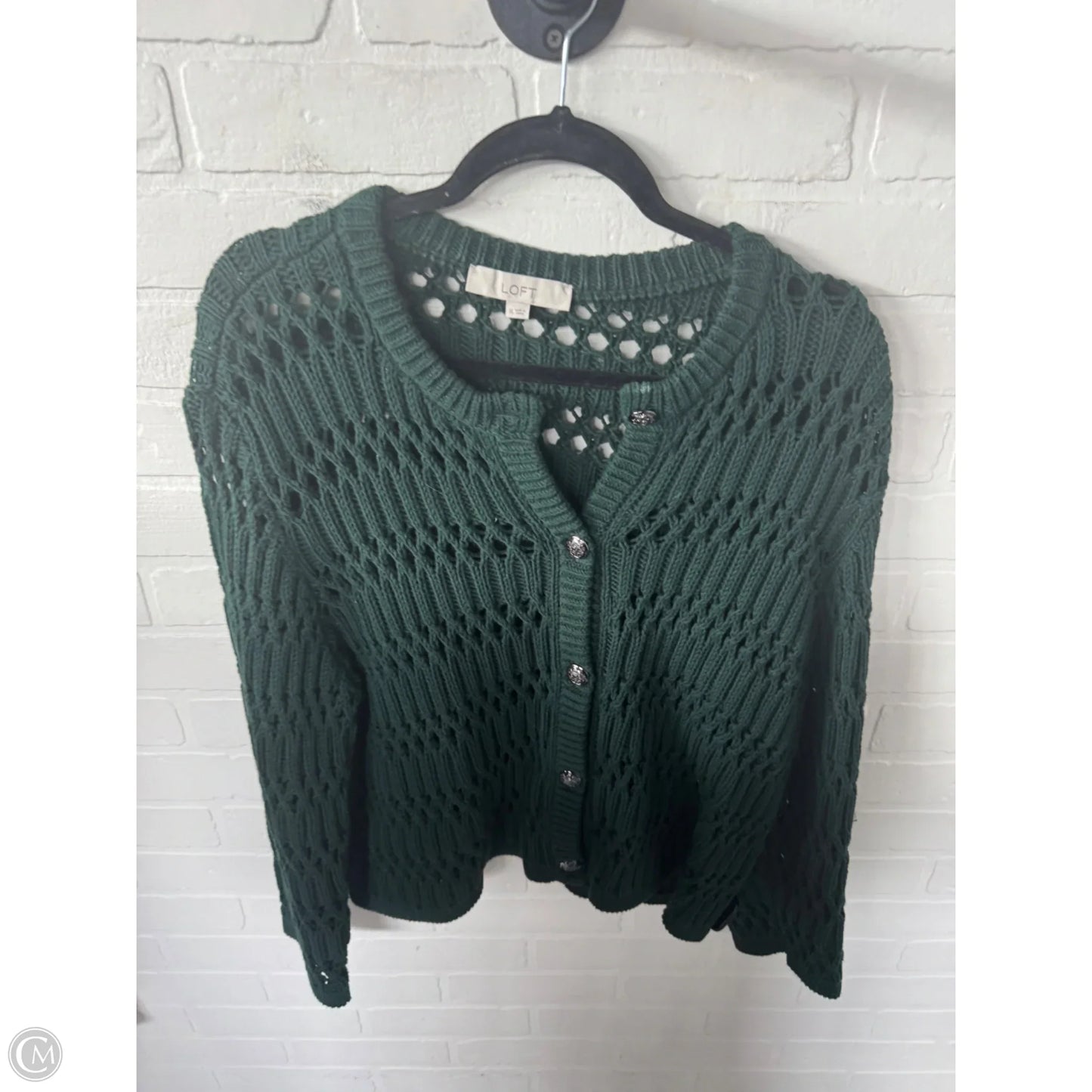 Sweater Cardigan By Loft In Green, Size: Xl