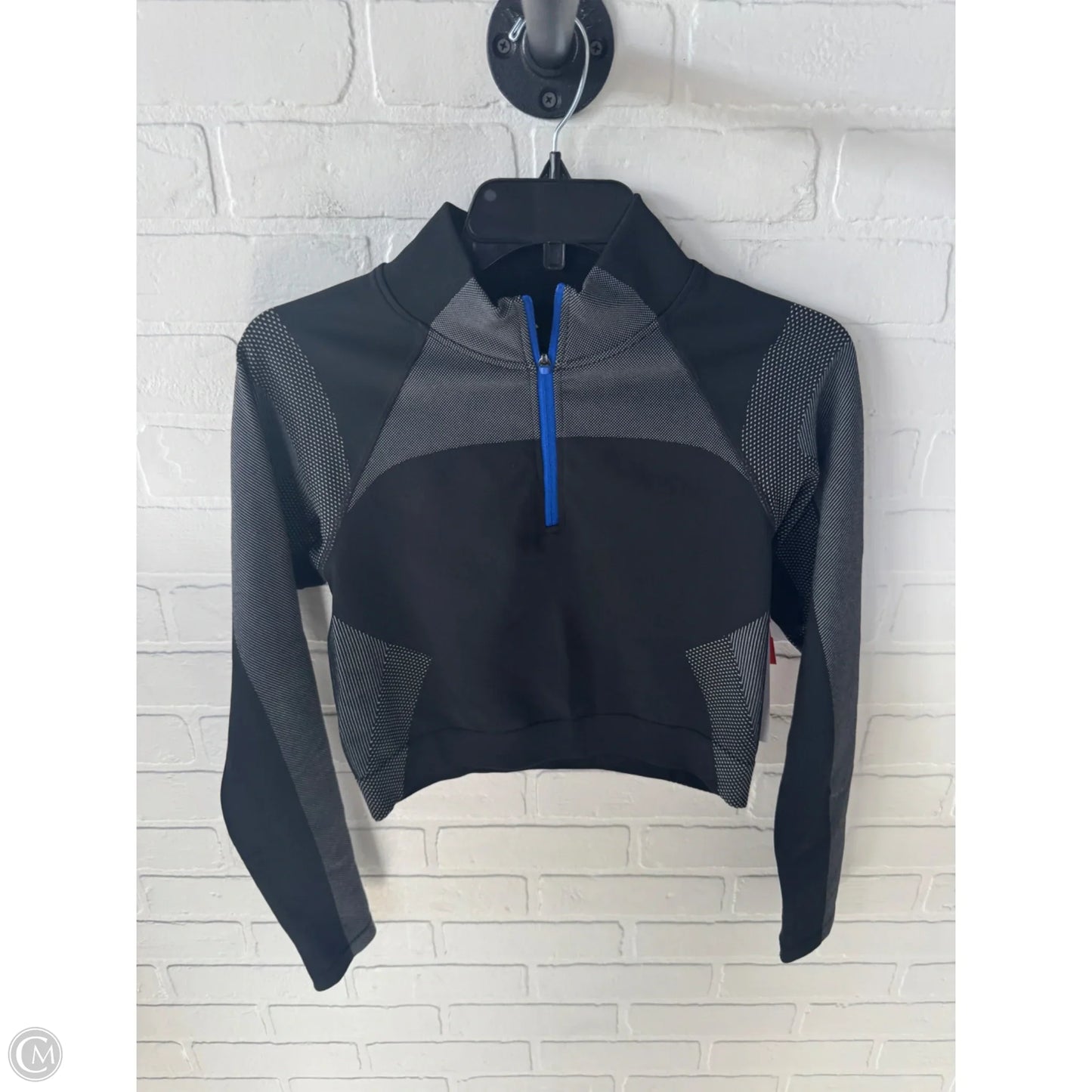 Athletic Top Long Sleeve Collar By H&m In Black & White, Size: L
