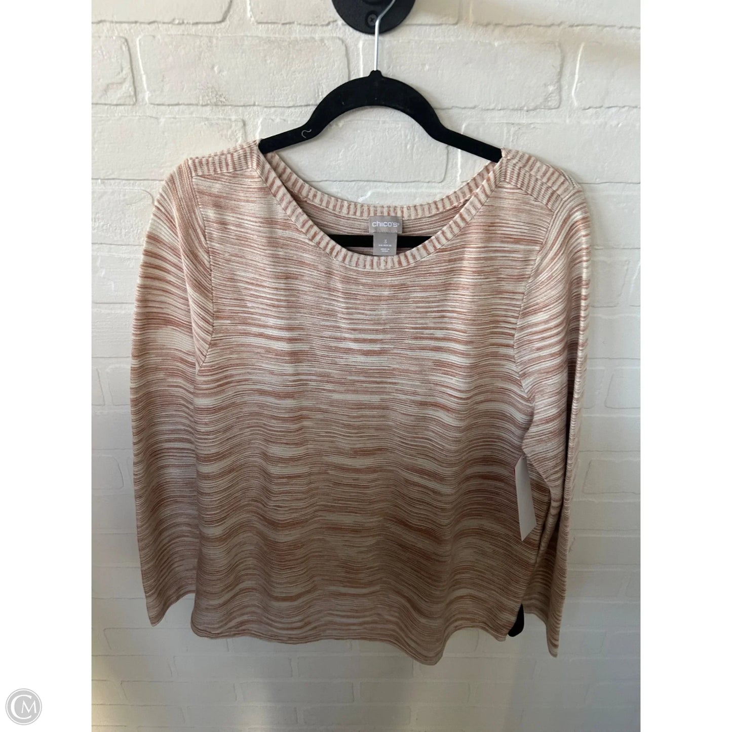 Sweater By Chicos In Tan & White, Size: Xl
