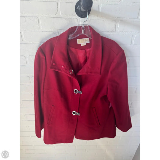 Coat Wool By Michael By Michael Kors In Red & Silver, Size: 2x